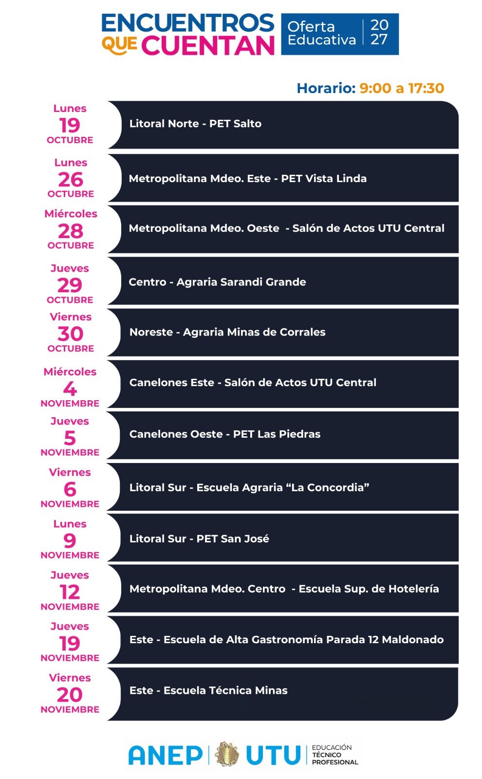 Calendario Encuentros que Cuentan - Propuesta Educativa 2027